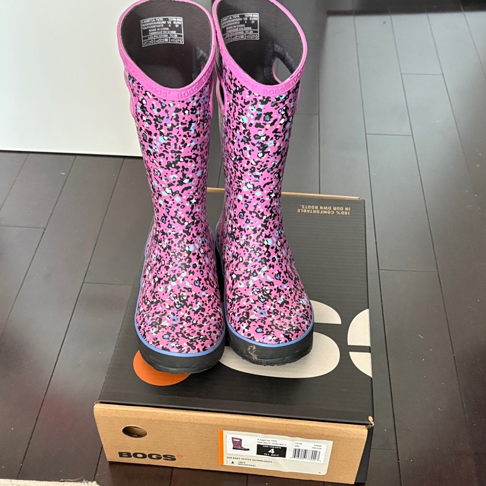 Bogs Pink Leopard Kids Boots